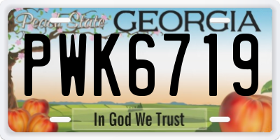 GA license plate PWK6719