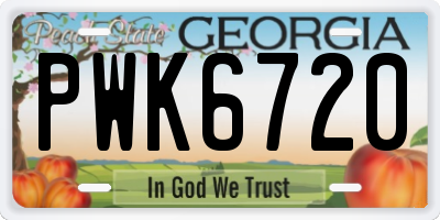 GA license plate PWK6720