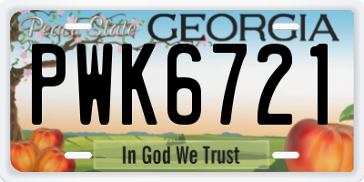 GA license plate PWK6721