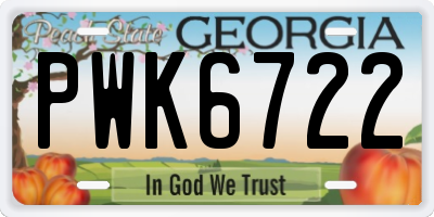 GA license plate PWK6722