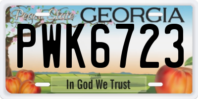 GA license plate PWK6723