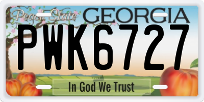 GA license plate PWK6727
