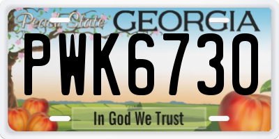 GA license plate PWK6730