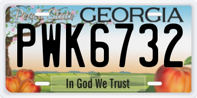 GA license plate PWK6732