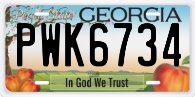 GA license plate PWK6734