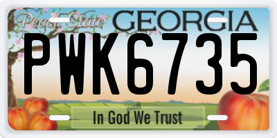 GA license plate PWK6735