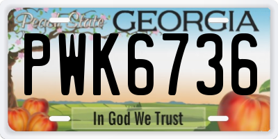 GA license plate PWK6736