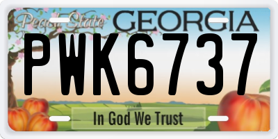 GA license plate PWK6737