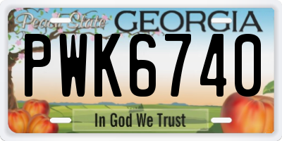 GA license plate PWK6740