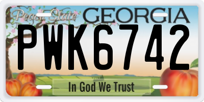 GA license plate PWK6742