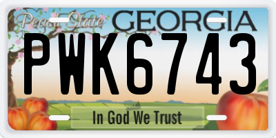 GA license plate PWK6743