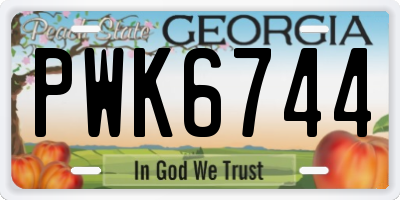 GA license plate PWK6744