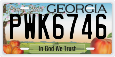 GA license plate PWK6746