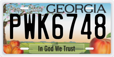 GA license plate PWK6748