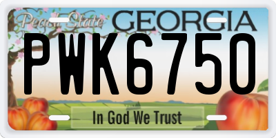 GA license plate PWK6750