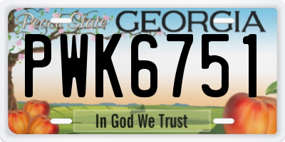 GA license plate PWK6751