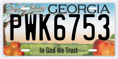 GA license plate PWK6753