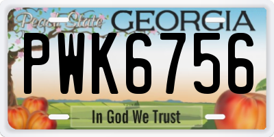 GA license plate PWK6756