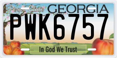 GA license plate PWK6757