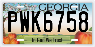 GA license plate PWK6758