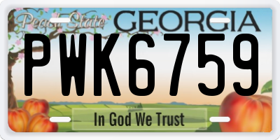 GA license plate PWK6759