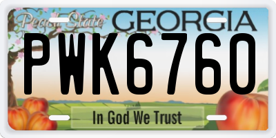 GA license plate PWK6760