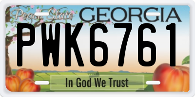 GA license plate PWK6761