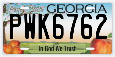GA license plate PWK6762