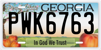GA license plate PWK6763