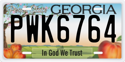 GA license plate PWK6764