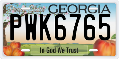 GA license plate PWK6765