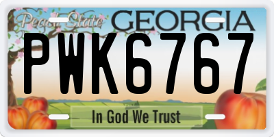 GA license plate PWK6767