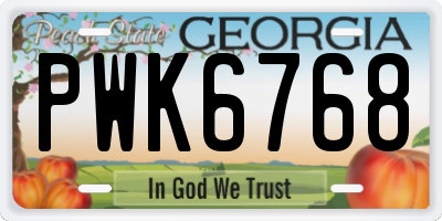 GA license plate PWK6768