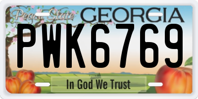 GA license plate PWK6769