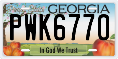 GA license plate PWK6770