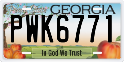 GA license plate PWK6771