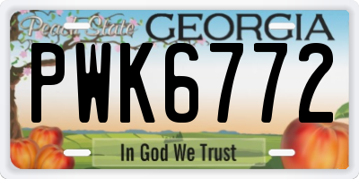 GA license plate PWK6772