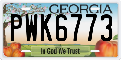 GA license plate PWK6773