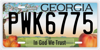 GA license plate PWK6775