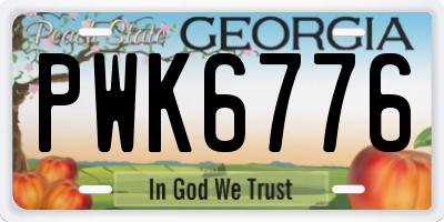 GA license plate PWK6776