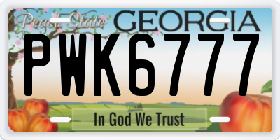 GA license plate PWK6777