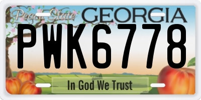GA license plate PWK6778