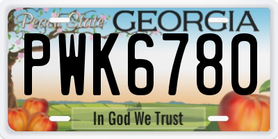 GA license plate PWK6780