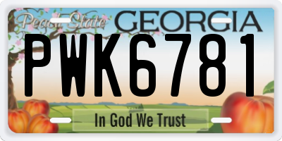 GA license plate PWK6781