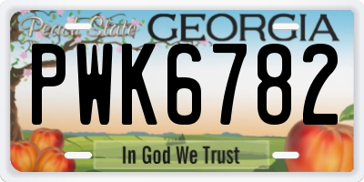 GA license plate PWK6782