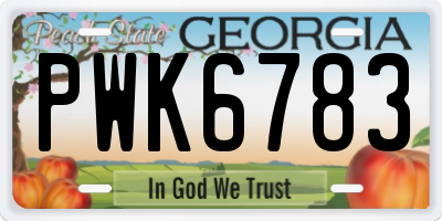 GA license plate PWK6783