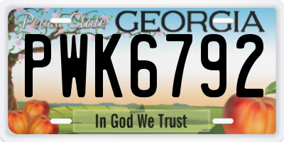 GA license plate PWK6792