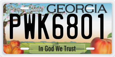 GA license plate PWK6801