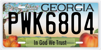 GA license plate PWK6804