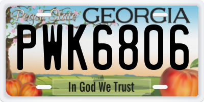 GA license plate PWK6806